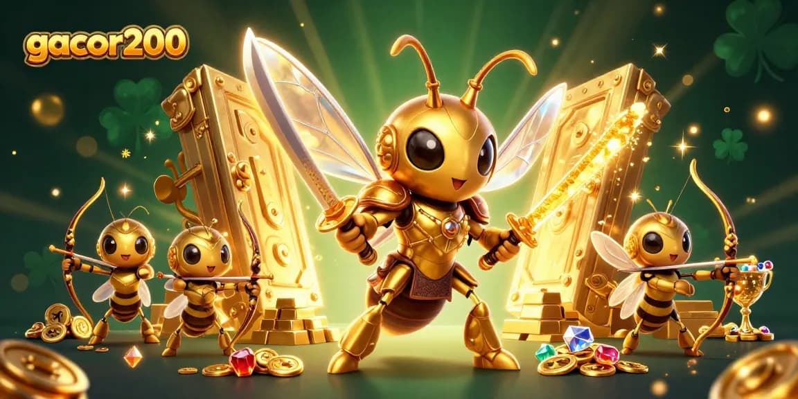 Gacor200 menghadirkan slot yang menarik dengan simbol keberuntungan dan harta karun berkilau.