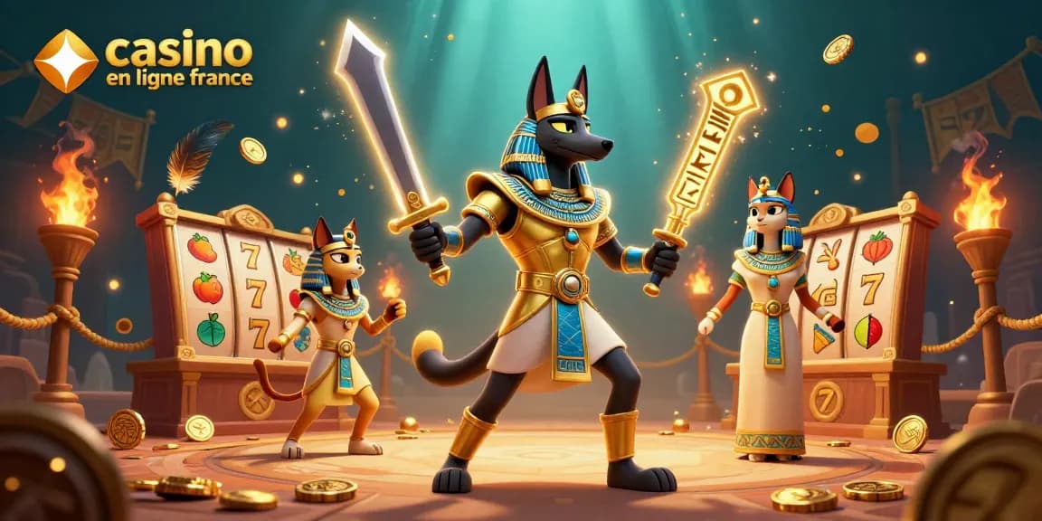 Jouer au casino en ligne France avec Anubis et Bastet dans un monde riche en animations et symboles.
