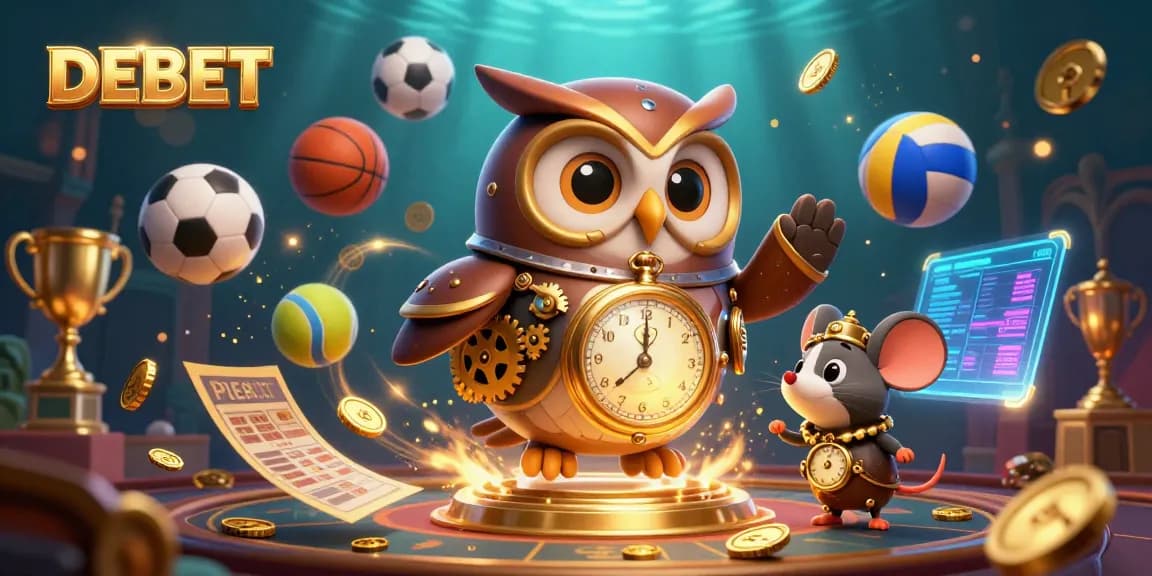 Engage with DEBET as the time-traveler owl goes on a thrilling casino adventure with futuristic elements.