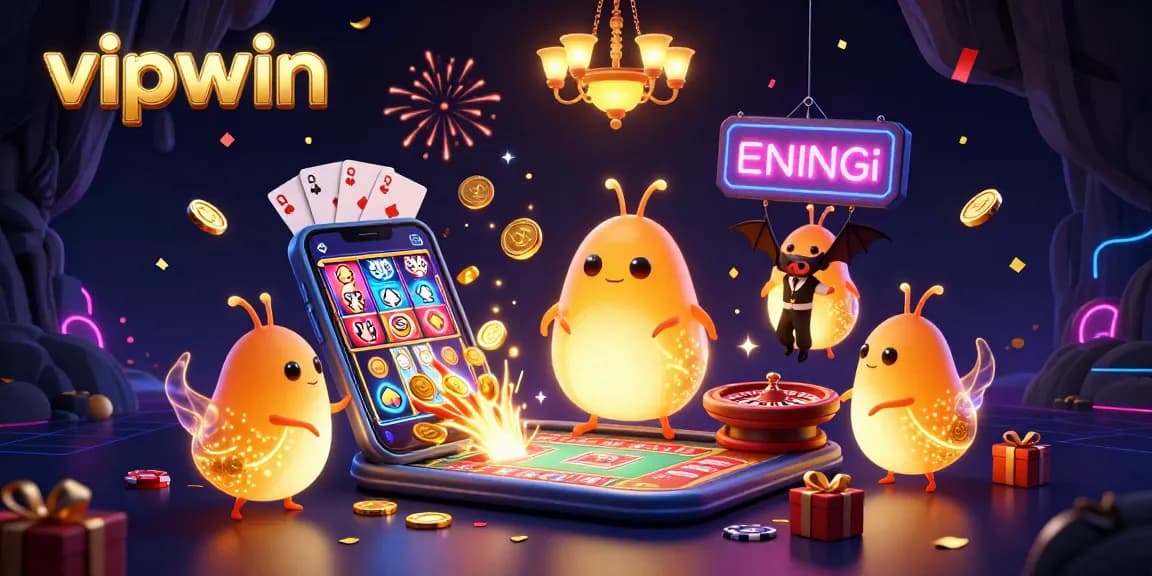 Experience exciting gameplay at vipwin with luminous glowworms lighting up a vibrant casino atmosphere.
