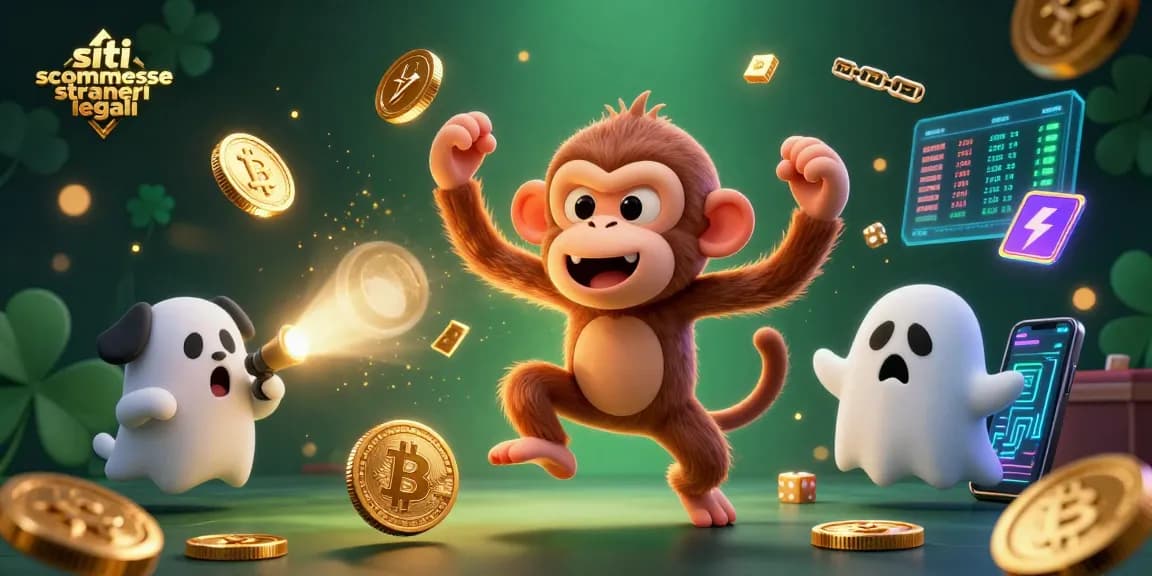 Immagini dei siti scommesse stranieri legali con animazione colorata e personaggi di gioco in un casinò affollato