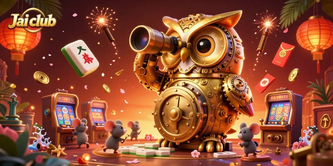 Experience the thrill of Jai club featuring an owl scanning vibrant casino action.