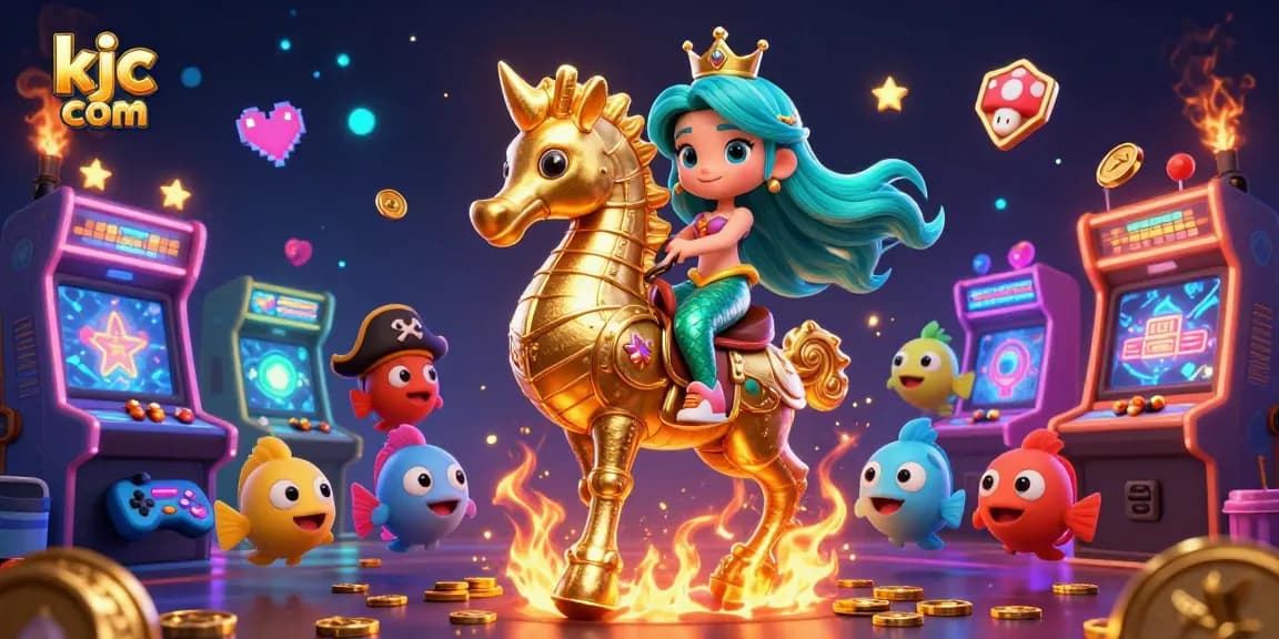 Play exciting games at kjc com with vibrant 3D characters and casino-themed elements.