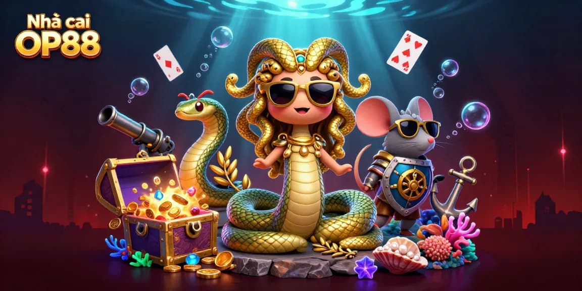 Engage in thrilling gameplay at Nhà cái OP88 with vibrant characters and dynamic casino elements.