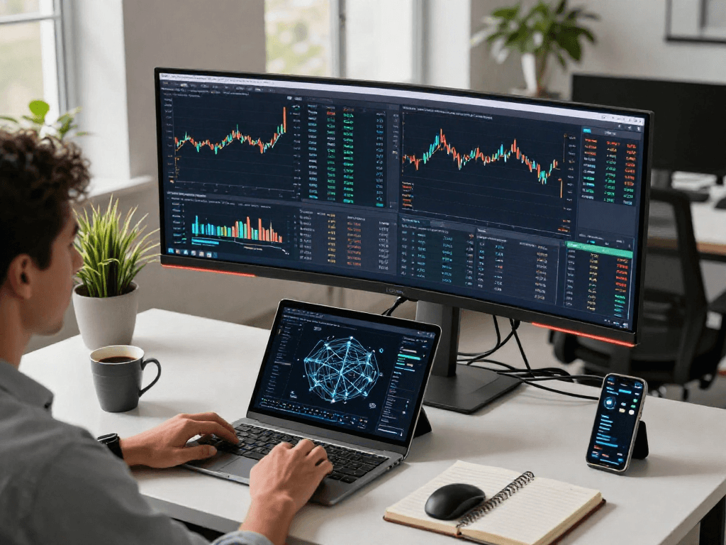 MetaTrader 5 官网的多元化金融交易平台，展示加密交易界面和数字钱包的安全性。