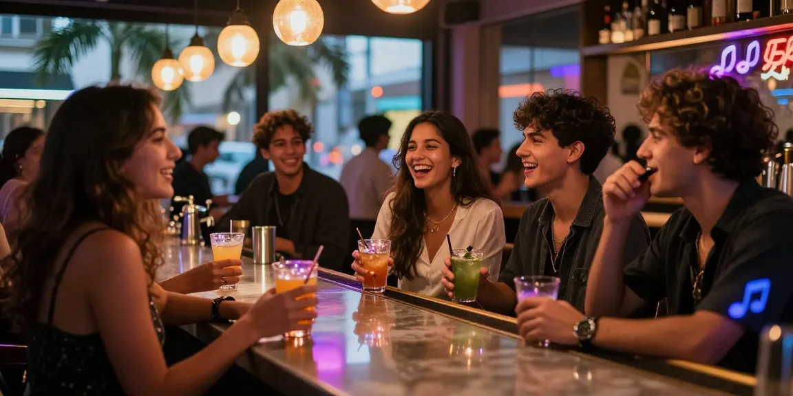 Gái gọi tận hưởng những khoảnh khắc vui vẻ trong không gian bar sôi động.