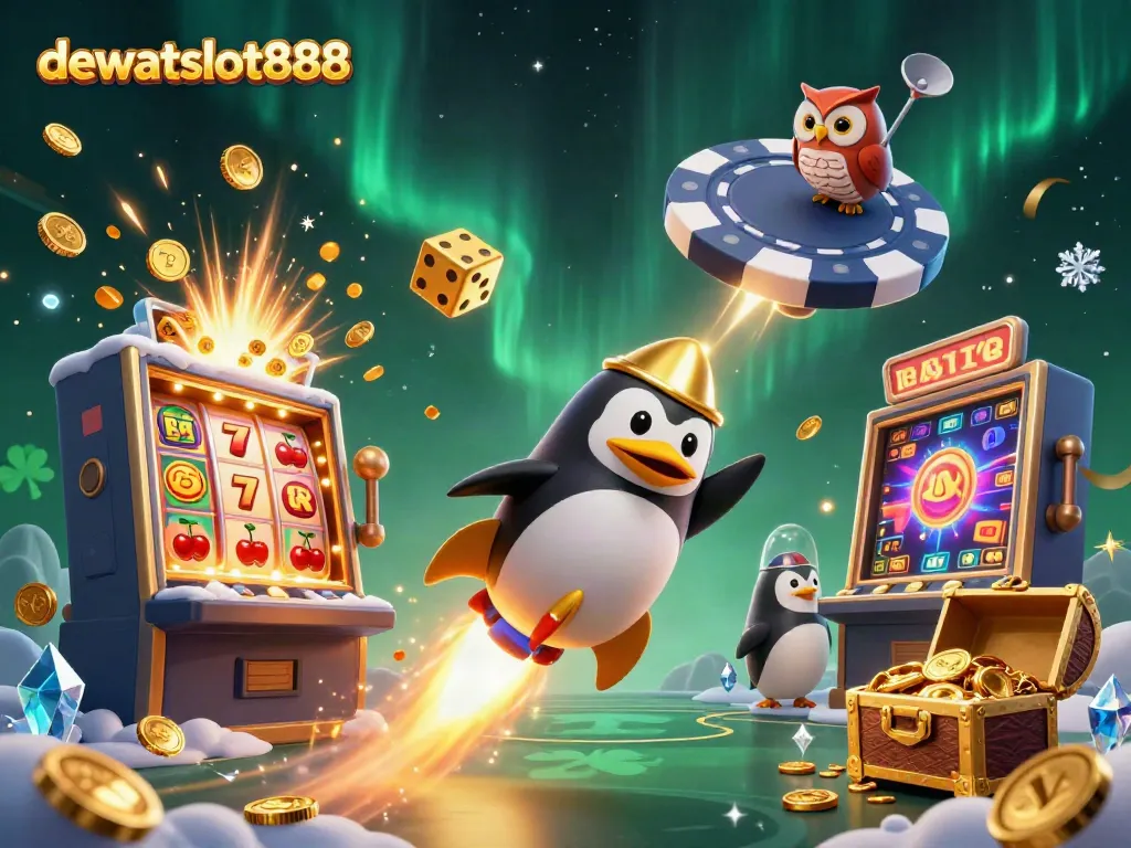 Menangkan jackpot di dewataslot888 dengan mengguncang mesin slot yang penuh koin berkilauan.