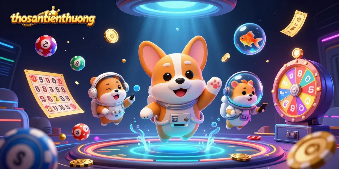 Engage thrilling gameplay with thosantienthuong as a corgi astronaut navigates a vibrant space casino.