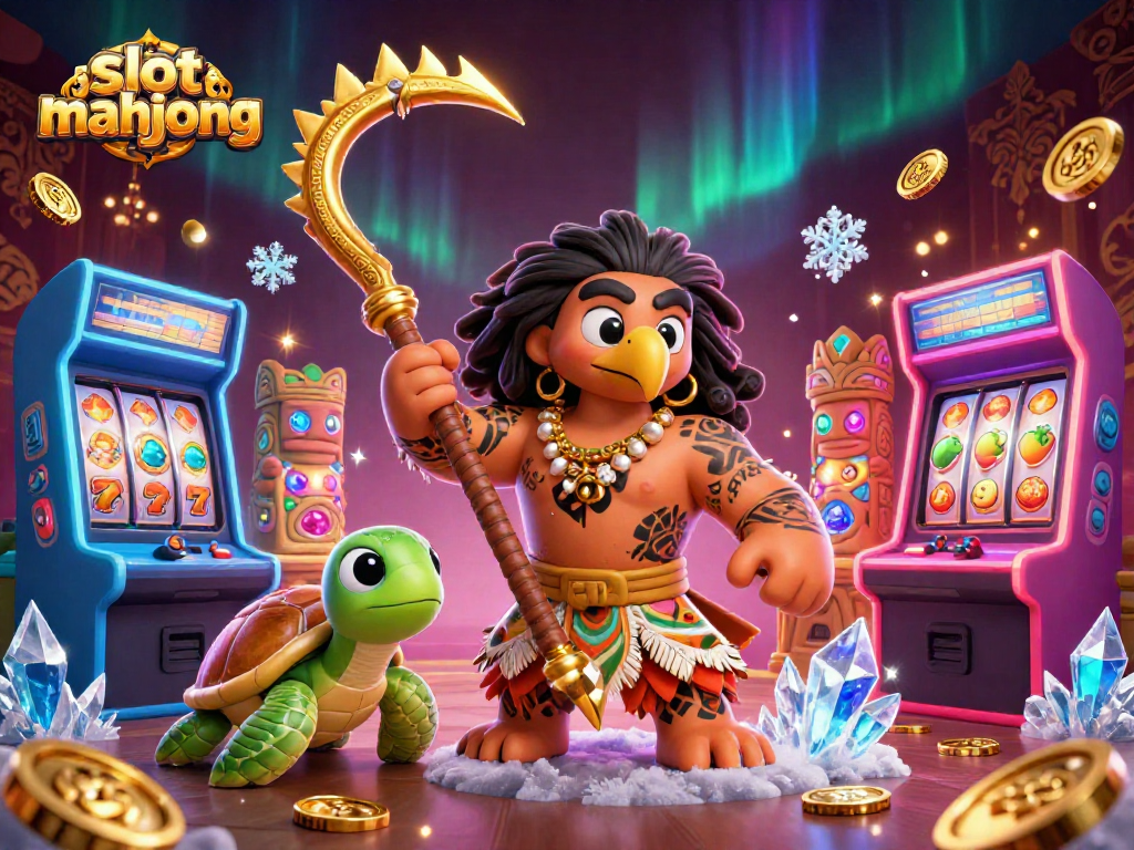 Spin slot mahjong reels with vibrant characters and gaming symbols in a dynamic casino scene.