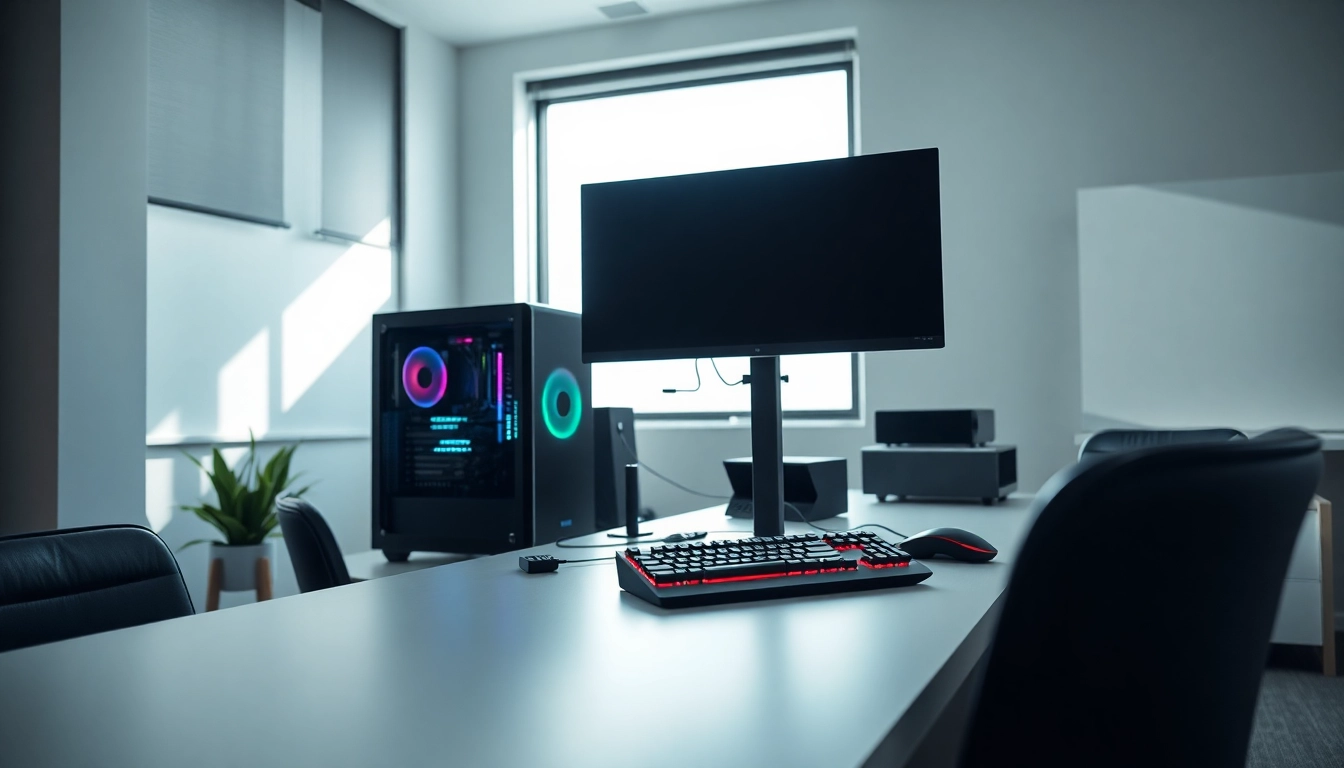 Εντυπωσιακή ρύθμιση pc gaming με δυνατότητες φωτισμού και σύγχρονο σχεδιασμό.