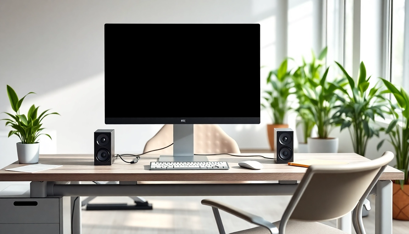 Επαγγελματικός υπολογιστής PC σε γραφείο με σύγχρονο σχεδιασμό.