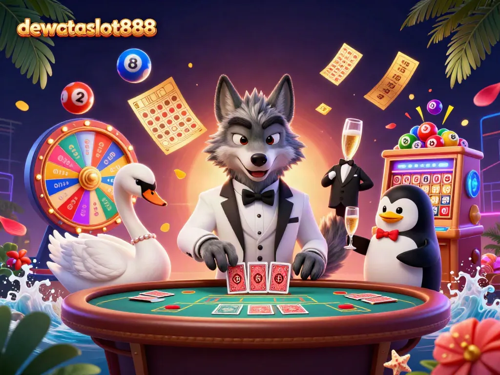 Menangkan jackpot di dewataslot888 dengan karakter kasino kartun yang menarik dan elemen permainan yang memikat.