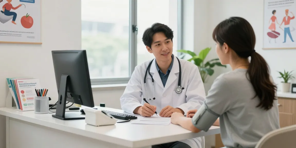 Consultation at Deus Medical for innovative health solutions, showing friendly interaction in a bright medical office.