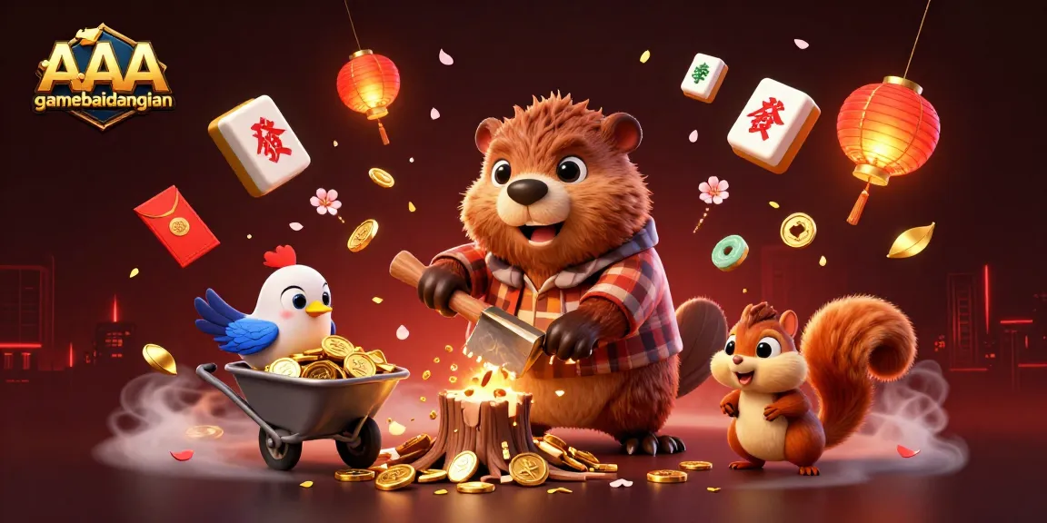 Experience the excitement of gamebaidangian with golden coins raining from luck-themed characters.