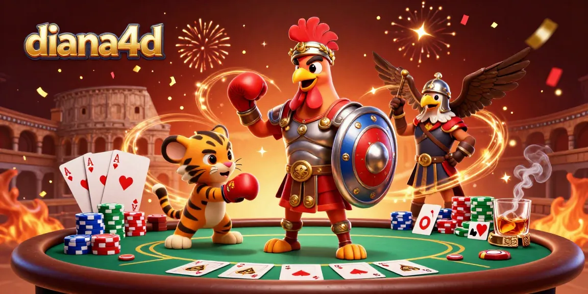 Engage with diana4d's immersive culinary skill assessments featuring vibrant poker elements and animated characters.