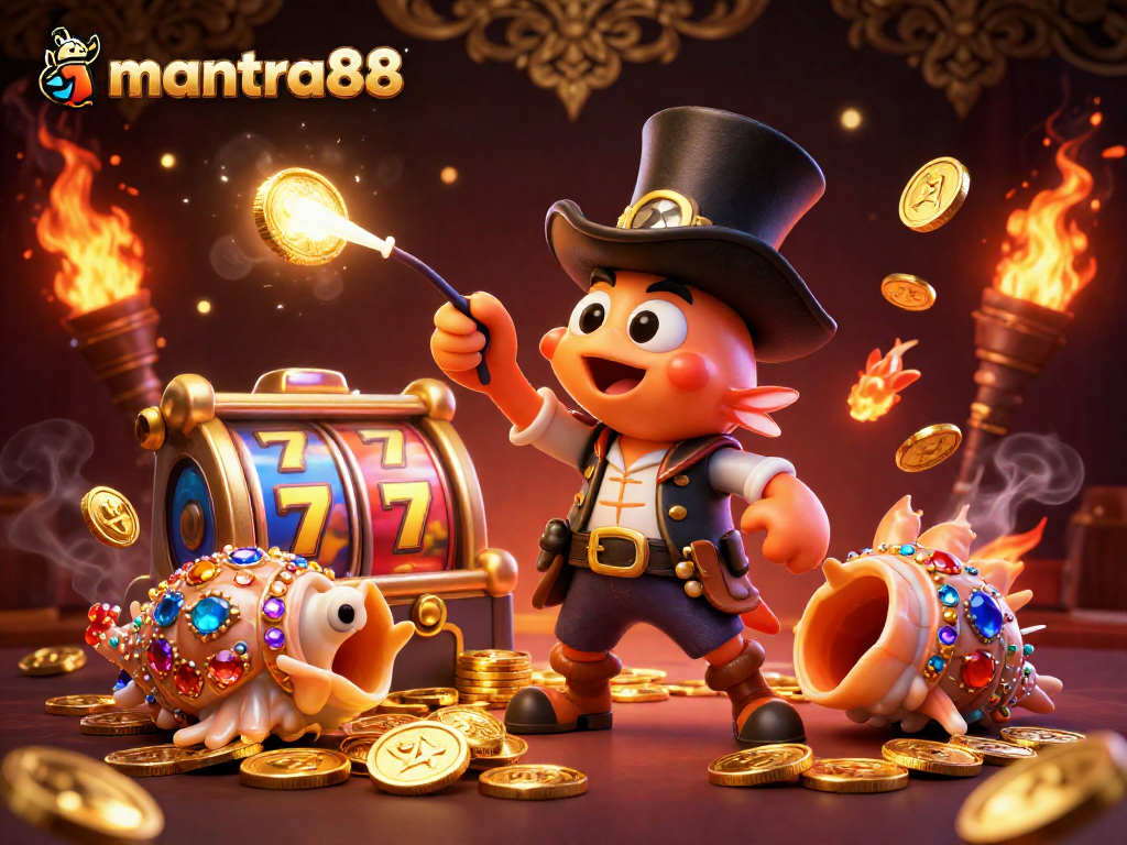 Experience the excitement of mantra88's slot games with captivating characters and symbol-rich visuals.