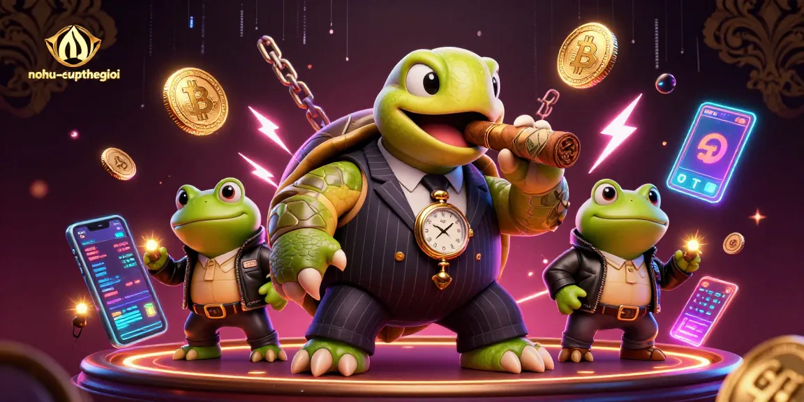 Engage in exciting gameplay at nohu-cupthegioi with a dynamic casino illustration featuring crypto elements.