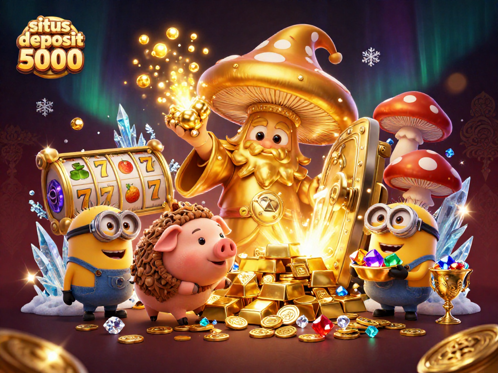 Experience the thrill of situs deposit 5000 with vibrant gaming elements and treasure scenes.