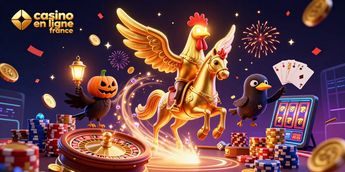 Explorez des jeux captivants sur les casinos en ligne en France avec une illustration dynamique d'un casino coloré.