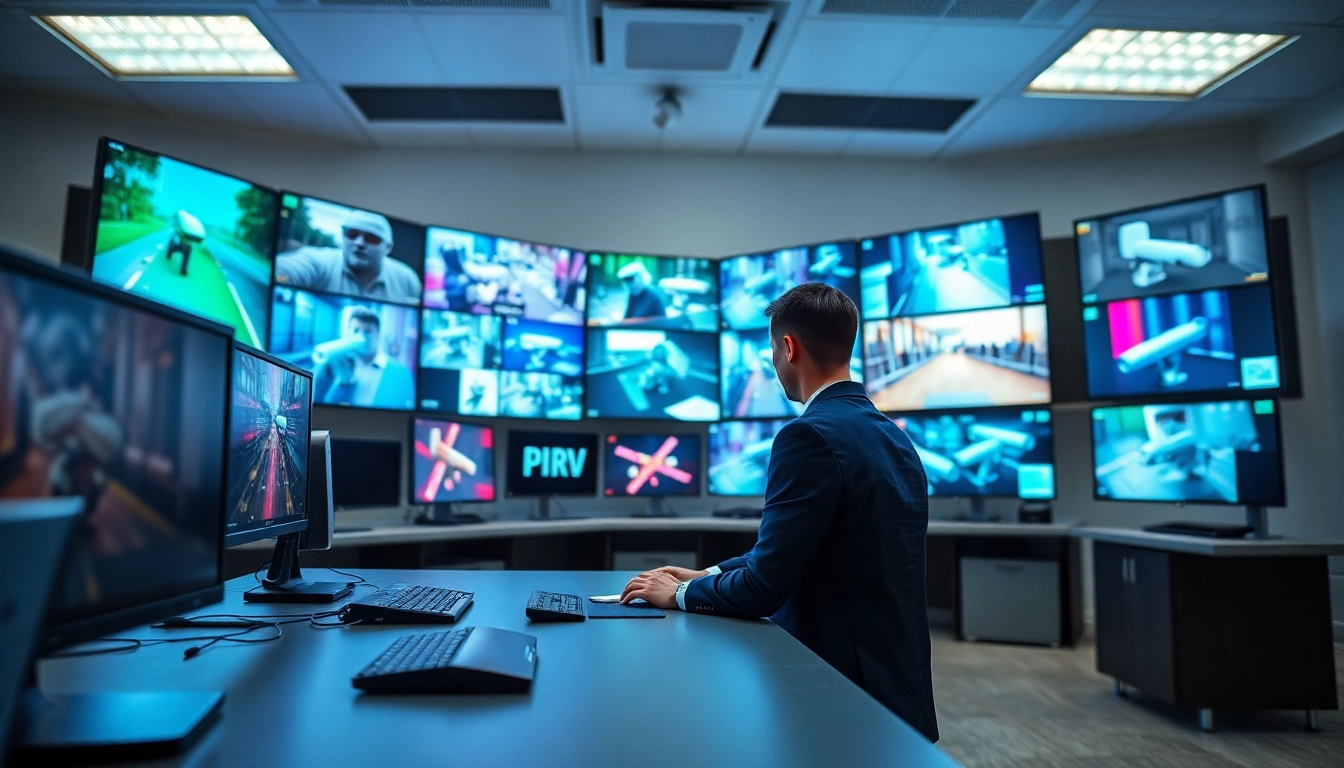 Analyze computer vision for CCTV analytics in a high-tech surveillance room.