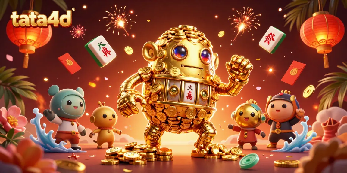Win big with tata4d at the vibrant casino-themed illustration showcasing excitement