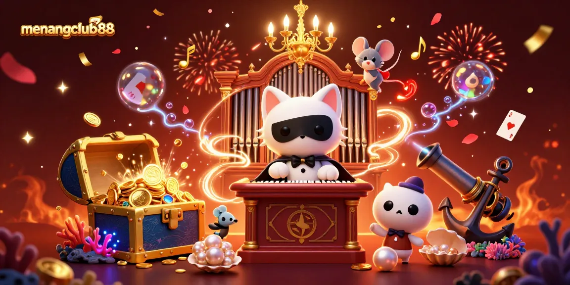 Experience winning with menangclub88 in this vibrant casino scene featuring charming characters.