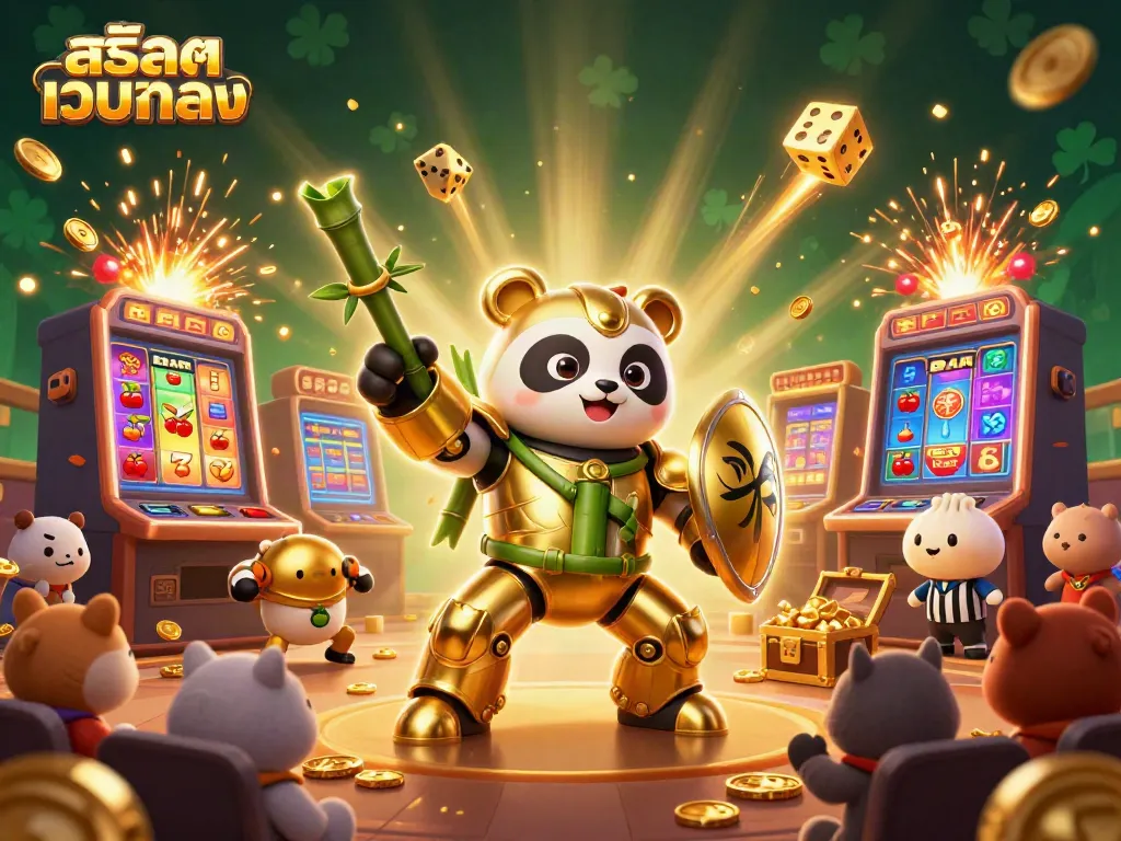 เล่นสล็อตเว็บตรง ในสไตล์การ์ตูน 3D ของแพนด้าทองคำในหุ่นยนต์ต่อสู้