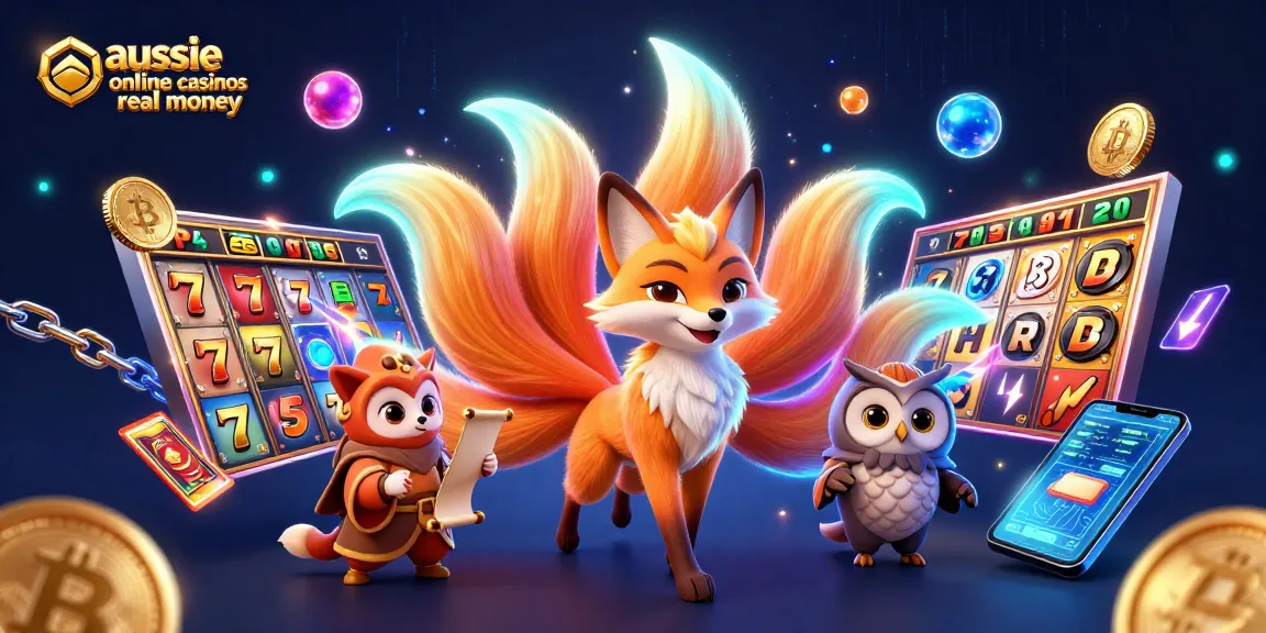 Engage in aussie online casinos real money with vibrant slot reels, mystical characters, and crypto game elements.