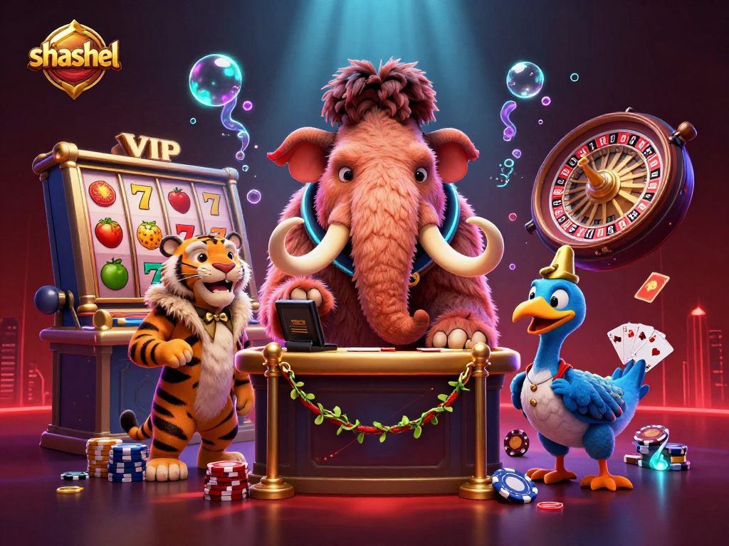 Experience shashel's thrilling casino games with 3D characters in a vibrant, action-packed scene.