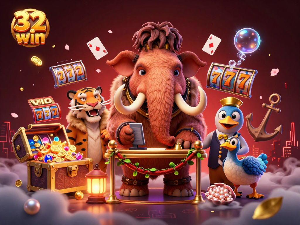 32 win gaming experience enriched with colorful slots and vibrant characters, showcasing the excitement of online gambling.