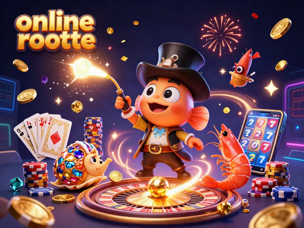 Experience thrilling online roulette action with animated characters gaining glowing coins and sparks.