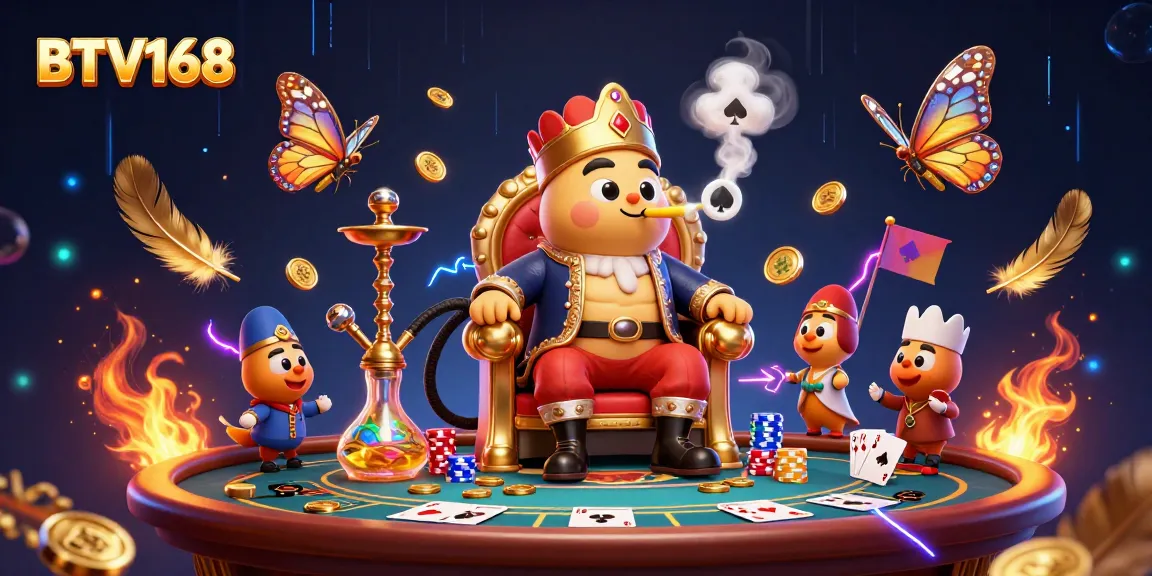 BTV168 showcases a vibrant poker scene with animated characters and rich gaming elements.