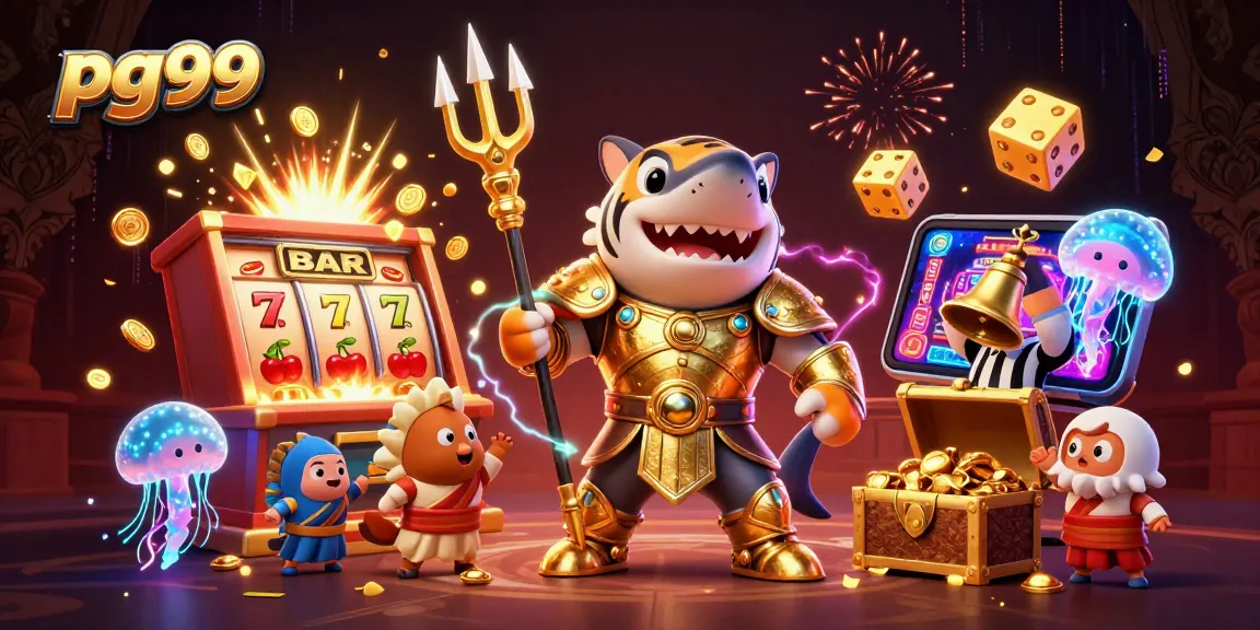 Experience thrilling jackpots and immersive gaming action with pg99's vibrant casino illustration.