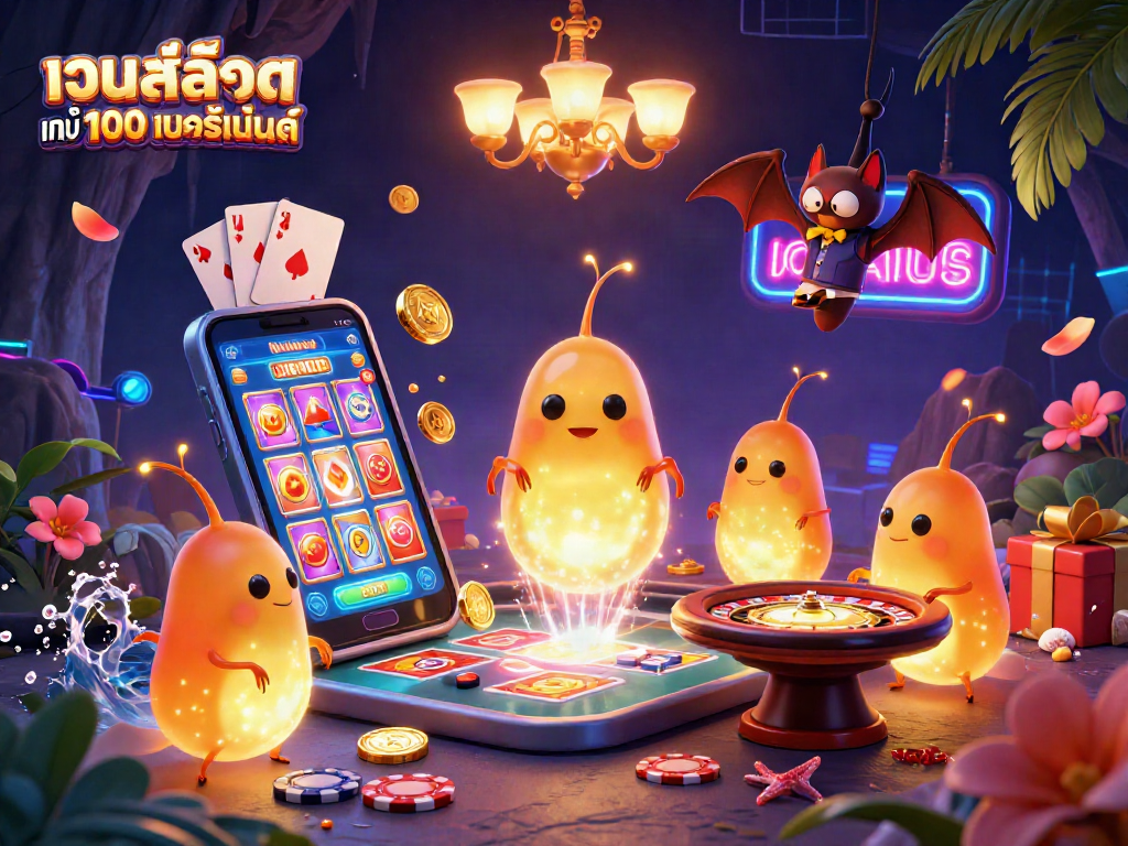 Engage with เว็บสล็อต แท้ 100 เปอร์เซ็นต์ lighting up a vibrant cave casino scene full of action and fun.