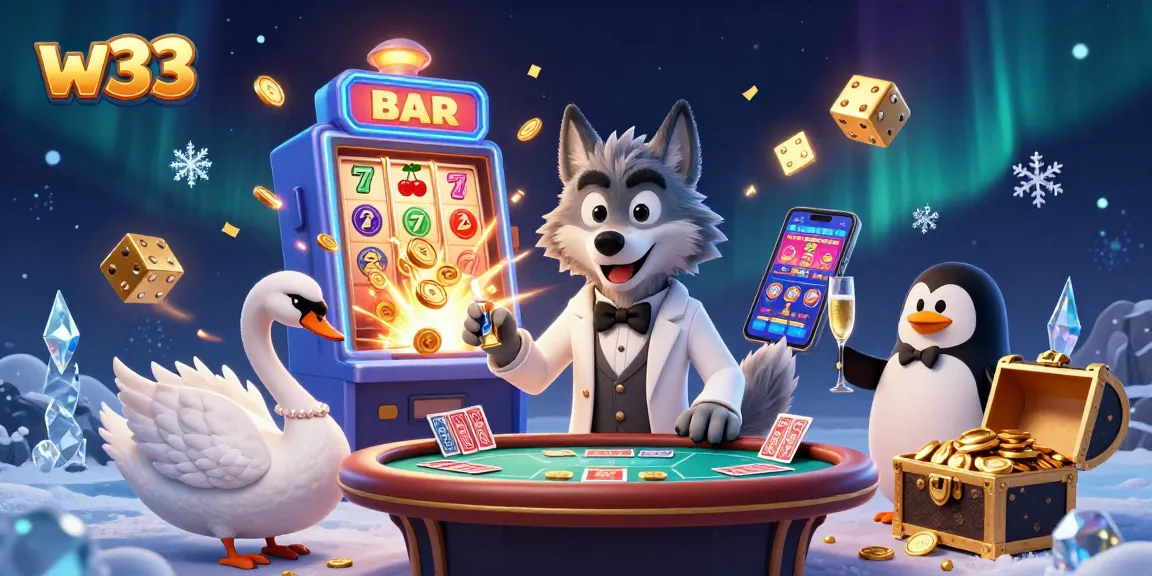 Experience thrilling gameplay with w33 pokies, showcasing vibrant 3D characters and exciting casino elements.