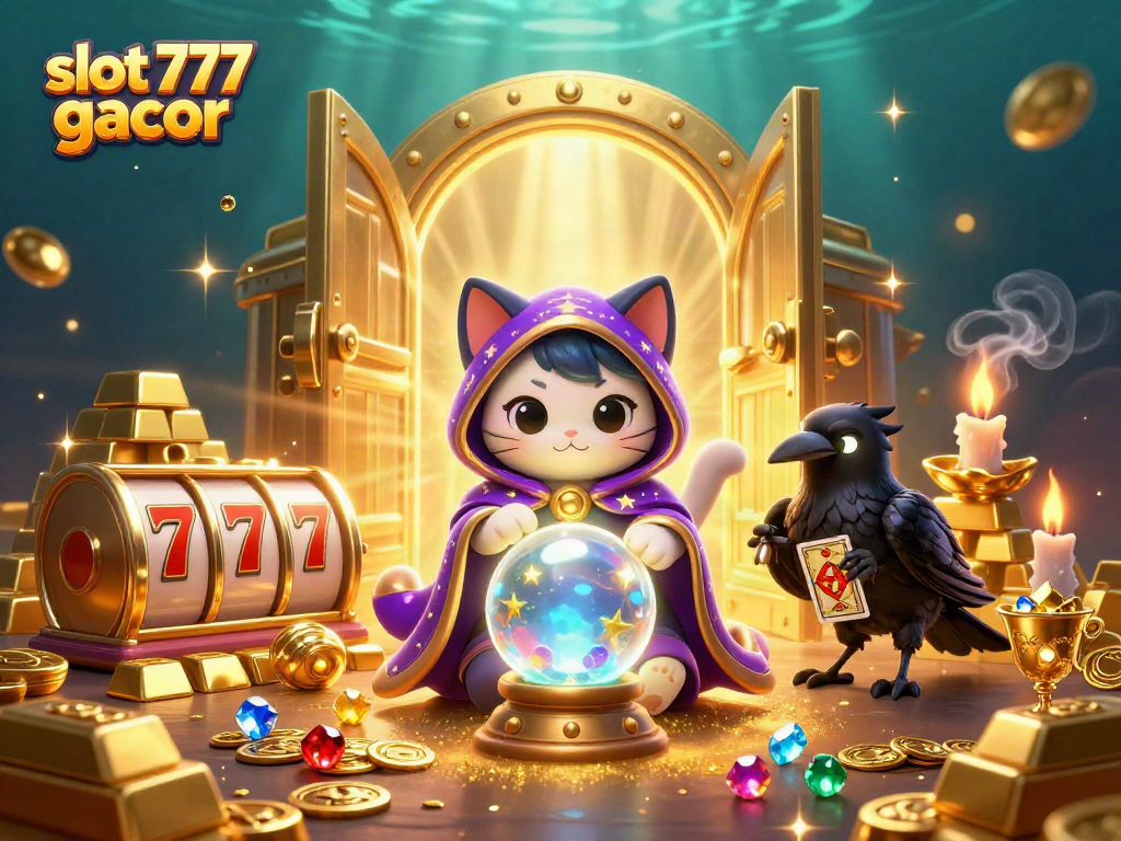 Engage with the exciting slot 777 gacor game featuring vibrant 3D characters in a rich casino scene.