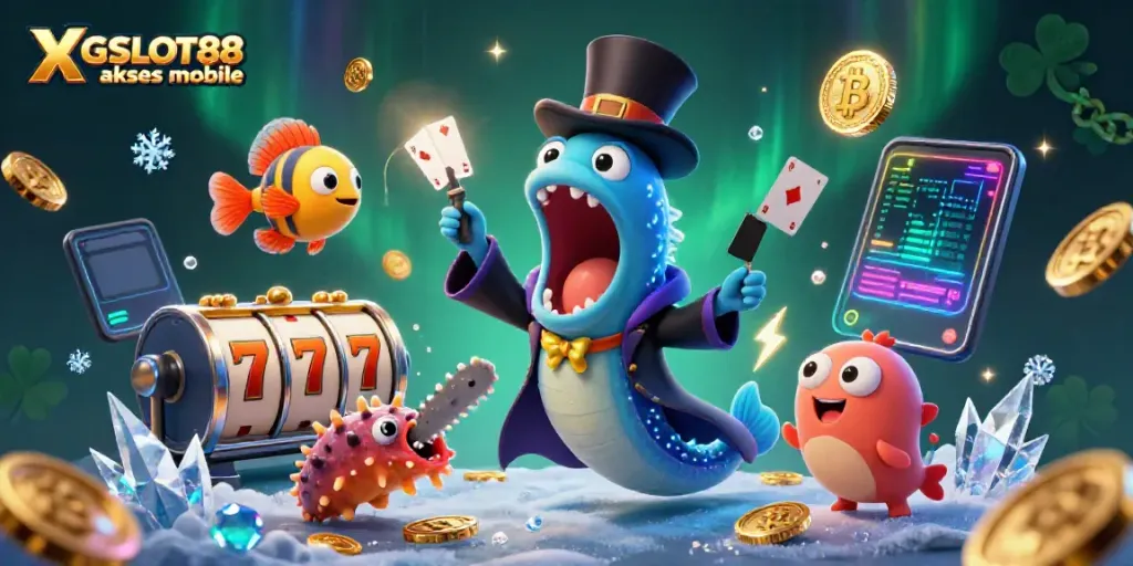 XGSLOT88 akses mobile menghadirkan ilustrasi 3D menakjubkan dengan karakter laut di kasino.