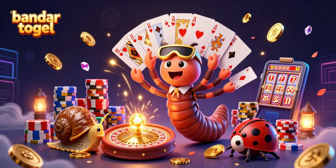 Menghadirkan bandar togel dengan dealer kartun dan pemain beruntung di atas tumpukan chip besar, dikelilingi oleh koin emas dan efek cahaya.