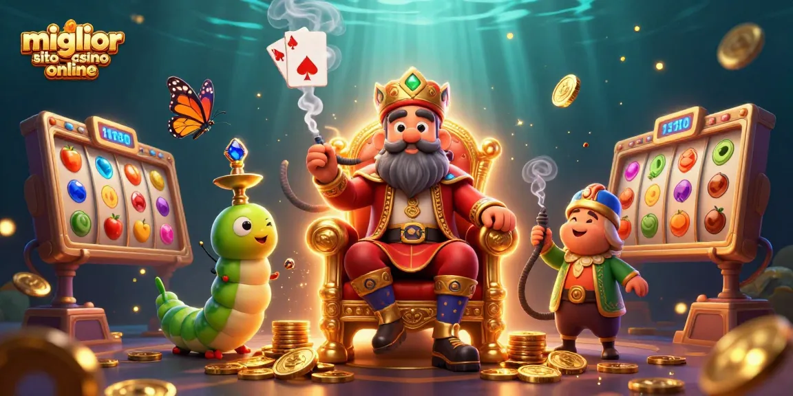 Scopri il miglior sito casino online con un'illustrazione 3D che rappresenta il divertimento del gioco d'azzardo, simboli e elementi casinò.