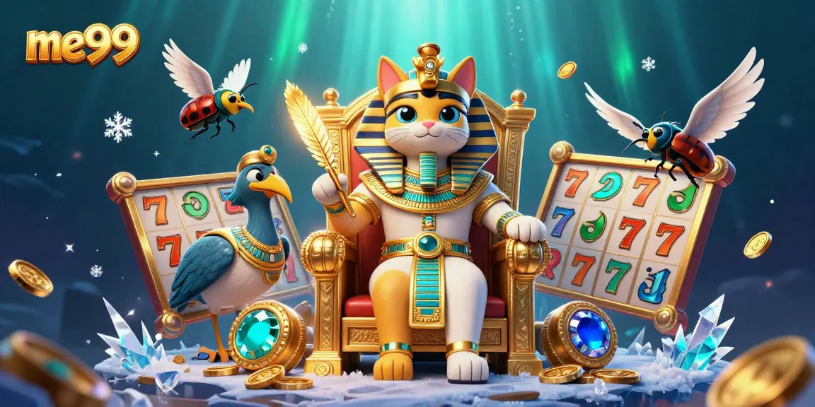 Spin the reels at me99 casino featuring dynamic 3D characters and vibrant slot elements.